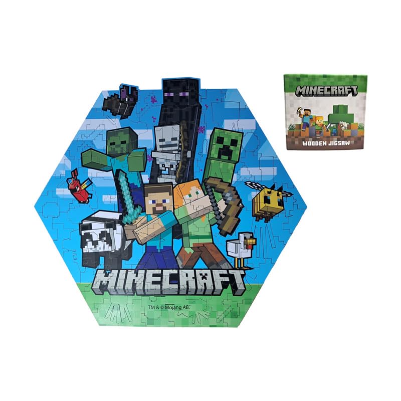 Puckator Minecraft Creeper 130pc Shaped Jigsaw Puzzle - Jigsaws Puzzles Boards Games For Adults Kids Men Pieces - Family Memory Game - Jigsaw-puzzles