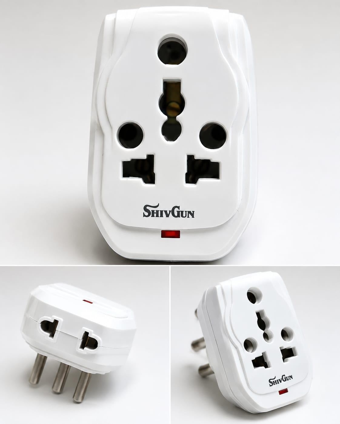 shivguninternational 3 pin multiplug adapter 6a/10a | universal socket plug for home & travel