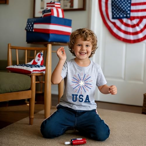 Image of Boys 4th of July Shirts-Toddler Girls Patriotic American Flag Tees Kids Memorial Day USA T-Shirts 2-7T