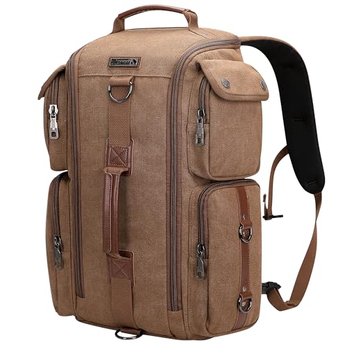 WITZMAN Travel Backpack for Men Canvas Convertible Bag Fits 17 Inch Laptop