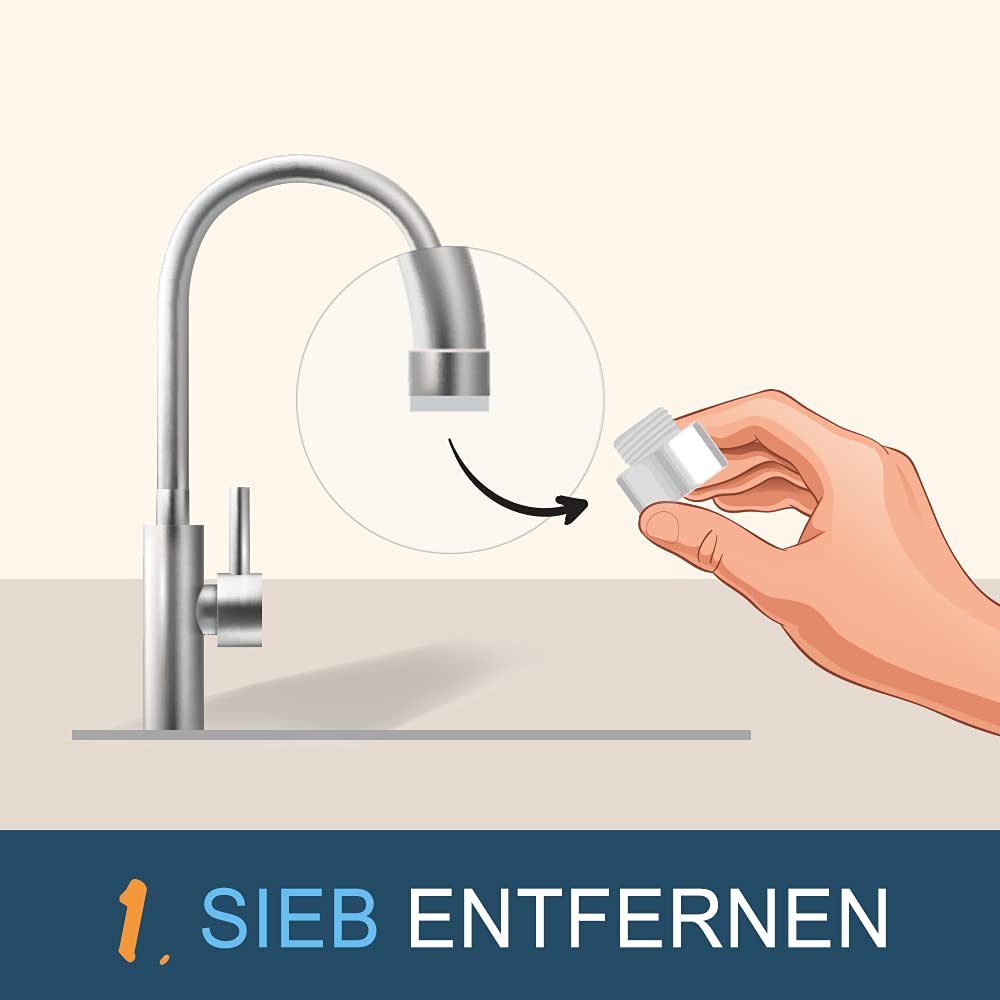 IVARIO x Alb-Wasserfilter für Wasserhahn | Für besseres Leitungswasser, bewährte Alb-Aktivkohle-Technologie, Trinkwasserfilter aus Edelstahl