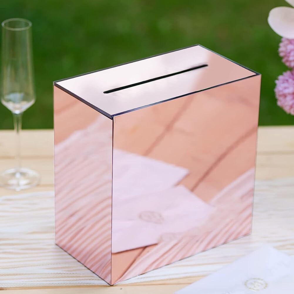 Boîte De Carte De Mariage en Acrylique avec Machine À sous, Rose en Orroir des Boîtes D'enveloppe De Lettres Souhaitant Une Boîte d'argent pour l'anniversaire De Réception De Mariage
