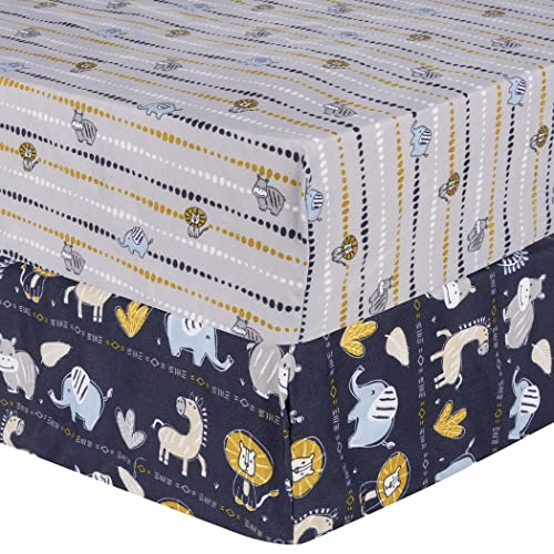 Image of Sammy & Lou Zambia 2-Pack Microfiber Fitted Crib Sheet Set, Fits Standard Crib Mattress 28 in x 52 in; Fully Elasticized,