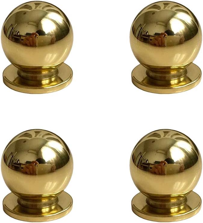 RZDEAL4pcs 19MM Diameter Round Solid Brass Pulls Antique Cabinet Drawer Small Handles Modern Minimalist Handles Knobs (3/4" x4/5"/19mmx20mm, Mirror Polish)