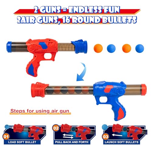Shooting Games Toy for Kids 5 6 7 8 9 10+ Years Old with 2pk Air Guns & 56 Bullets - Rotating Target for Shooting Practice - Ideal Boy Gift - Image 5