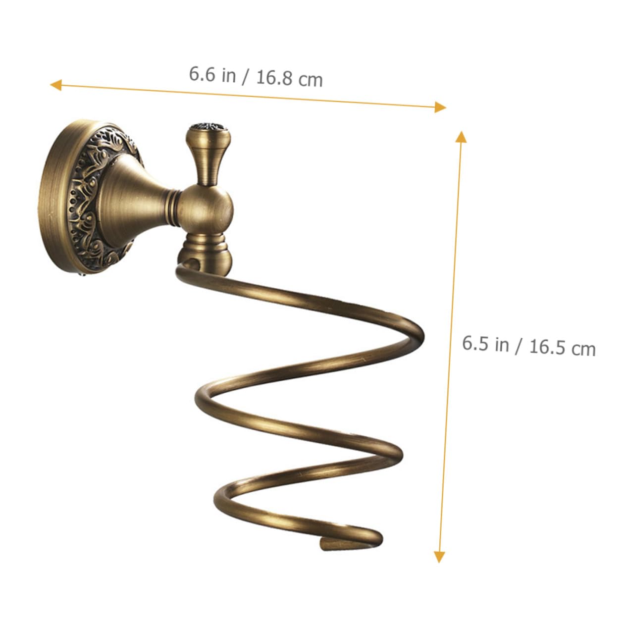 Soporte para Secador de Pelo en Espiral de Pared de Cobre Dorado, Fácil de Instalar, Adecuado para Baño y Peluquería