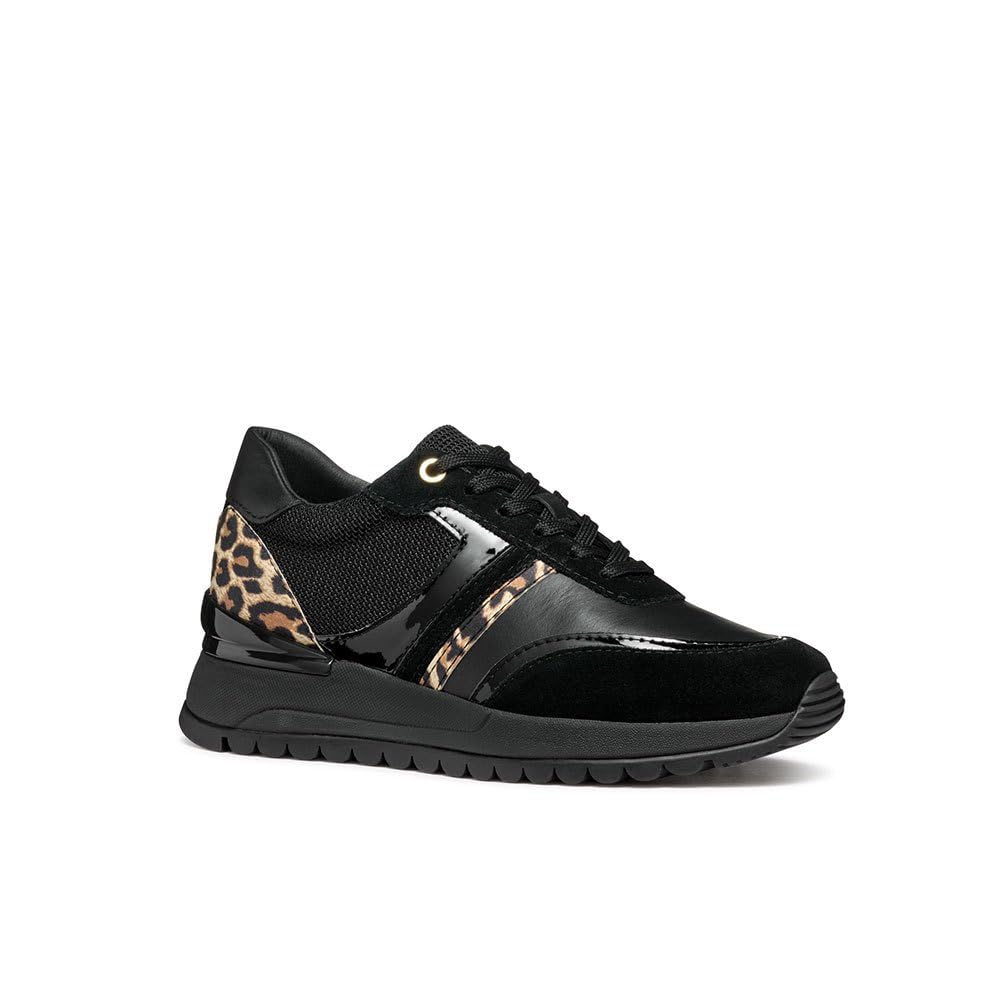 Geox Women's D Desya ASneaker, Blk Antelope, 3 UK