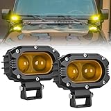 Nilight LED Pod Light 48W 4 Inch 2 PCS Yellow Spot Beam Driving Lights LED Pods IP67 Waterproof Auxiliary Offroad Lighting for Truck Tractor SUV ATV UTV Golf Cart Boat Motorcycle Dirt Bike