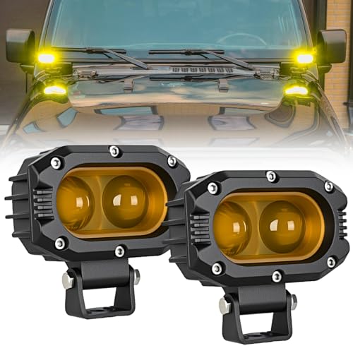 Image of Nilight LED Pod Light 48W 4 Inch 2 PCS Yellow Spot Beam Driving Lights LED Pods IP67 Waterproof Auxiliary Offroad Lighting for Truck Tractor SUV ATV UTV Golf Cart Boat Motorcycle Dirt Bike