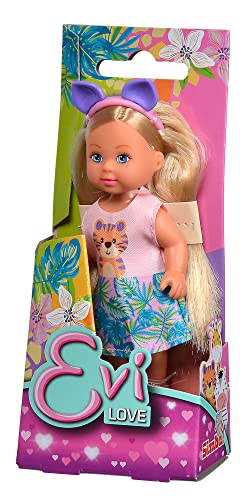Simba 105733623 - Evi Love Cutie, 3-Fach Sortiert, es Wird nur EIN Artikel geliefert, Spielpuppe trägt EIN süßes Tieroutfit mit Haarreif, 12cm, ab 3 Jahren