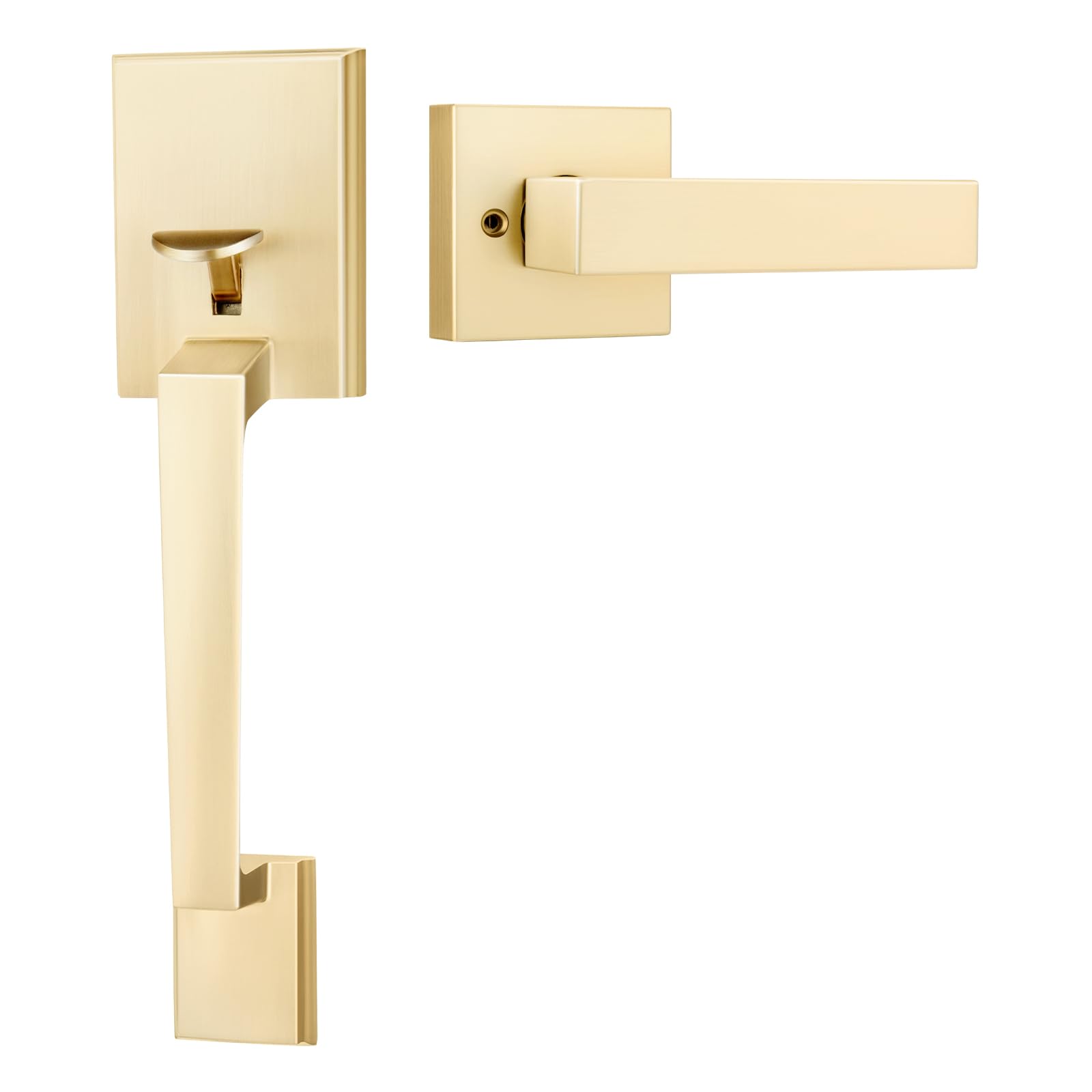 Goldenwarm Front Door Handle, Gold Exterior Door Handles Front Door Handle No Lock Modern Entry Door Handles