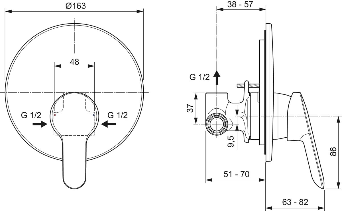 Ideal Standard A7184AA Alpha Miscelatore incasso doccia, completo, cromato