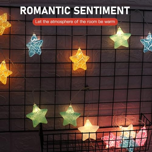 Image of Xenith 14 LED Crackle Star Shape Pastel Fairy String Lights for Baby Kids Room Diwali Christmas Festival Birthday Wedding Party Indoor Outdoor Garden Decoration (Multicolor, 3.5 Meter)