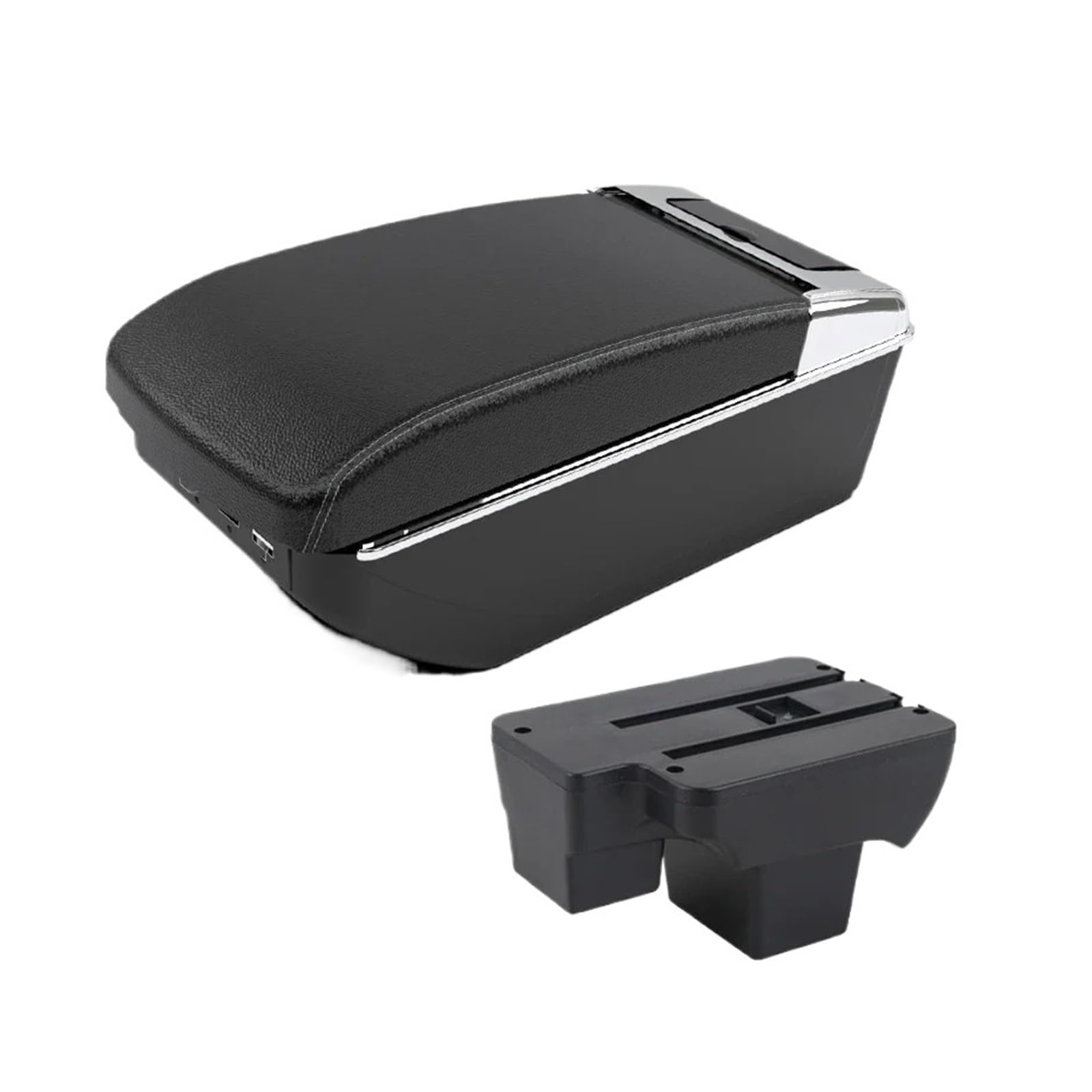 Ggwqoops Car Armrests For VW For Polo 2020-2024 Armrest Box Car Dedicated Retrofit Storage Parts Accessories Armrest Box(A3 Black white 7 USB)