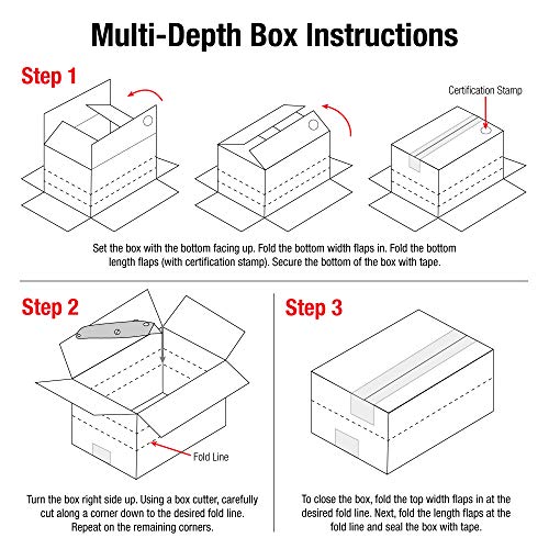 Image of Box USA MD999 Multi-Depth Corrugated Cardboard Box, 9 inch L x 9 inch W x 9 inch H, Kraft, for Shipping, Packing and Moving (Pack of 25)