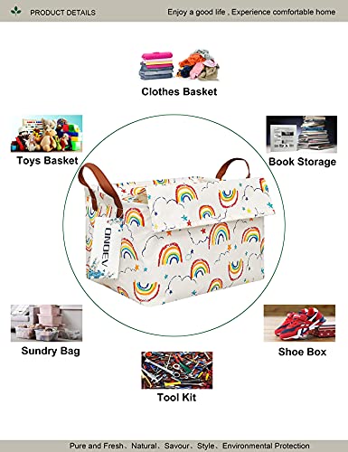Image of Rectangular Rainbow Storage Basket for Kids with Lid