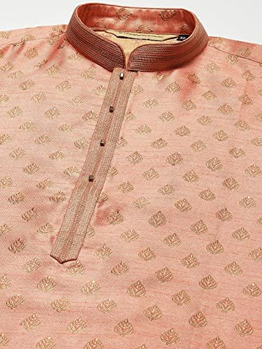 Image of Rajubhai Hargovindas Men's Silk Kurta With Ethnic Motifs Work Woven Design