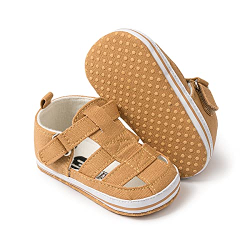 Meckior Summer Baby Infant Boys Beach Sandals Canvas Toddler Soft Sole Non-Slip Closed Toe First Walkers Shoes