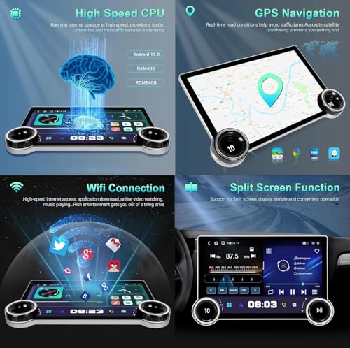 Image of AUTO SNAP 10.1 Inch HD Android Double Din Stereo Player 12 Android Version Gorilla Glass IPS Display Car Stereo Touch Screen Flashing 4GB RAM 64GB ROM