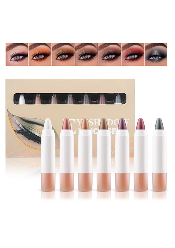 Fusang 7Pcs Colorful Glitter Eyeshadow Stick Set,High