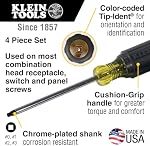 Klein Tools 85664 Square Recess Screwdriver Set, 4-Piece