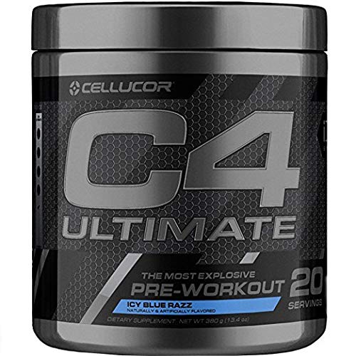 C4 Ultimate Pre Workout Powder ICY Blue Razz | Sugar Free Preworkout Energy Supplement for Men & Women | 300mg Caffeine + Beta Alanine + Creatine | 20 Servings