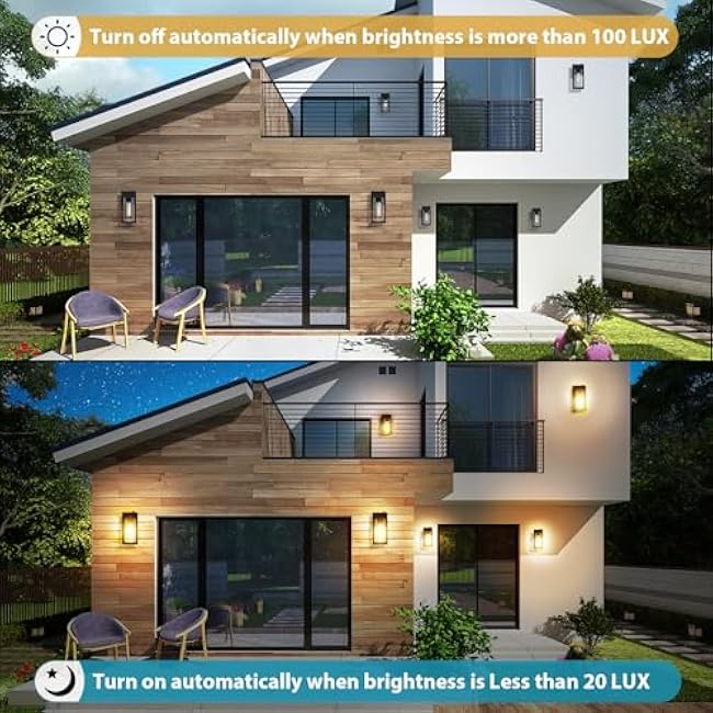 Dusk to Dawn Outdoor Lighting,Waterproof Porch Lights 2 Pack, Exterior Lighting Fixtures with Cylinder Lampshade, LED Wall Sconce Light for House Porch Patio Front Door Garage.