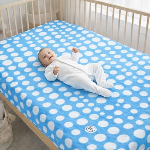 Image of Btag Baby Waterproof, Super Soft Fast Drying Mattress Protector | Extra Absorbent, Anti-Itching Sheet for New Born,Toddle (Size 100x140 cm, Pack of 1, Blue Dot)