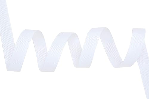 Miniatura 3 de Rollo de cinta de grogrén sólido YAMA de 58 pulgadas - 25 yardas para cintas de envolver regalos, blanco