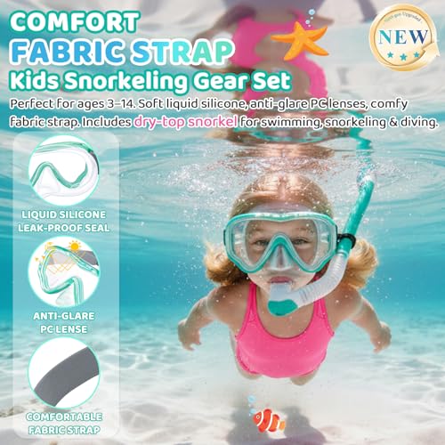 Set de Snorkel Infantil Vvinca Kids Snorkel Set 3-14 con Máscara de Natación a Prueba de Fugas miniatura 2