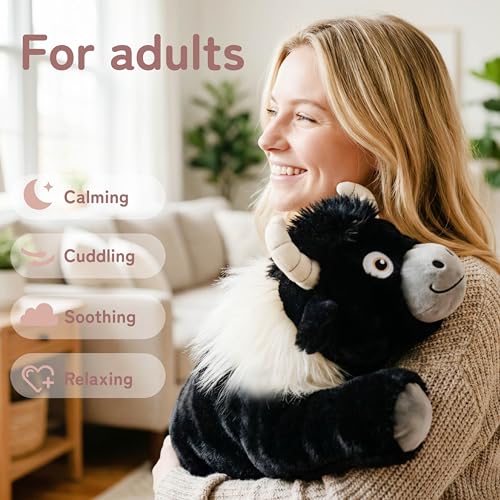 Image of Niuniu Daddy 20 inch | 3.3 Pound HighIand Cow Weighted Plush Animals, Large Highland Cow Pillowfort Stuffed Lap Animal Toys for Kids Adults, Big Plushy Body Pillow for Gifts Birthday Christmas Holiday