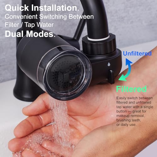 Image of Filterbaby Skincare Filter 2.0, Bathroom Sink Filter Faucet for Skin Care | 99.9% Chlorine Removal - 0.000001 mm Carbon Fiber, Clinically Tested, Skin Hydration in 2 Weeks (Black)