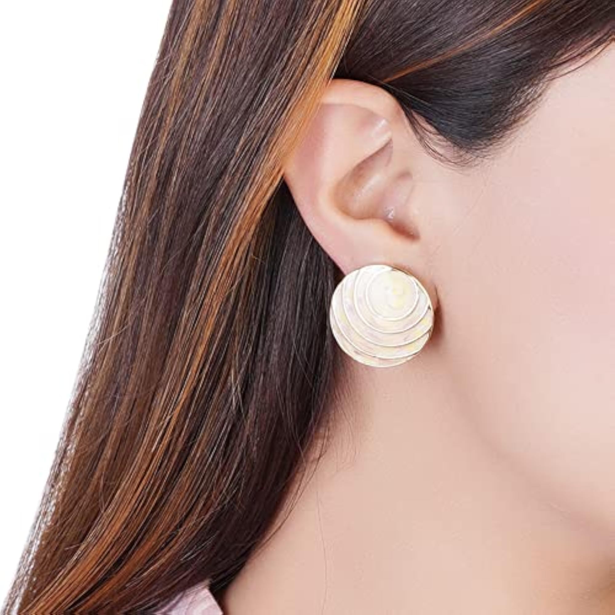 Beige Round Stud Earrings for Women