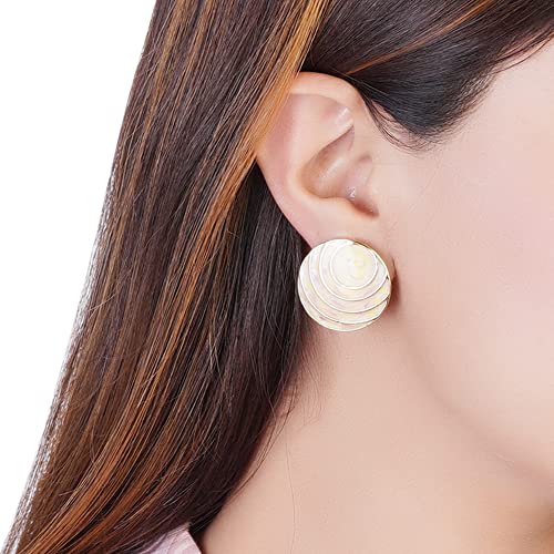 Beige Round Stud Earrings for Women