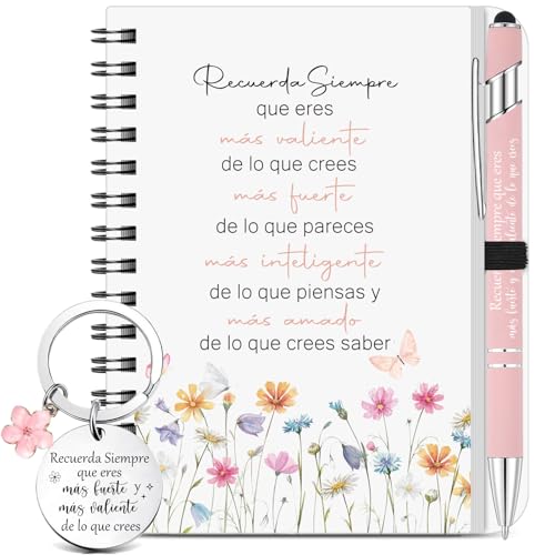 Tenare 3 peças conjunto de presentes inspiradores caderno com frases motivacionais caneta inspiradora porta-chaves presente motivacional de aniversário Natal para colegas, funcionários, amigos