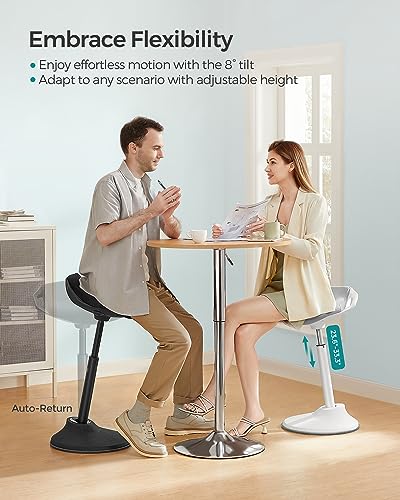 Image of SONGMICS Standing Desk Chair, Adjustable Ergonomic Wobble Stool, 23.6-33.3 Inches Drafting Chair, Swivel Sitting Balance Stool, Fabric Upholstery, Anti-Slip Bottom Pad, Dove Gray UOSC002G01