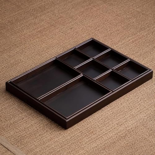 Juxkov お盆 トレー 竹製 滑らないトレー 天然竹 多目的トレイ 小物入れ 北欧 トレイ カフェ コースター 茶托 ティー 前菜プレート ランチョン お膳 お茶 食事用 卓上用 定食用 多機能 便利 家庭用 業務用 9グリッド (9グリッド(ウォール