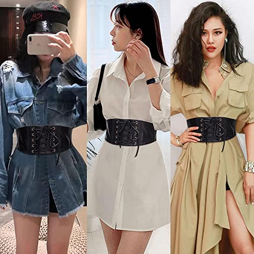 Women's Faux Leather Waist Belt Plus Wide Elastic Stretchy Cinch Belts2