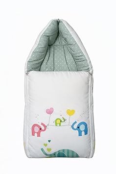 Babyly 3 in 1 Baby Sleeping Bag for New Born/Baby Carrier for New Born/Soft and Comfortable Baby Bed for 0-12 Months/Foldable & Washable, Winter&All Seasons (Baby Elephant Print)