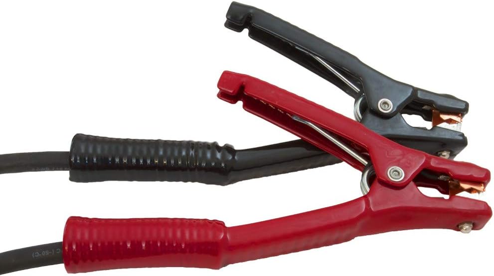 Red and black heavy-duty battery clamps