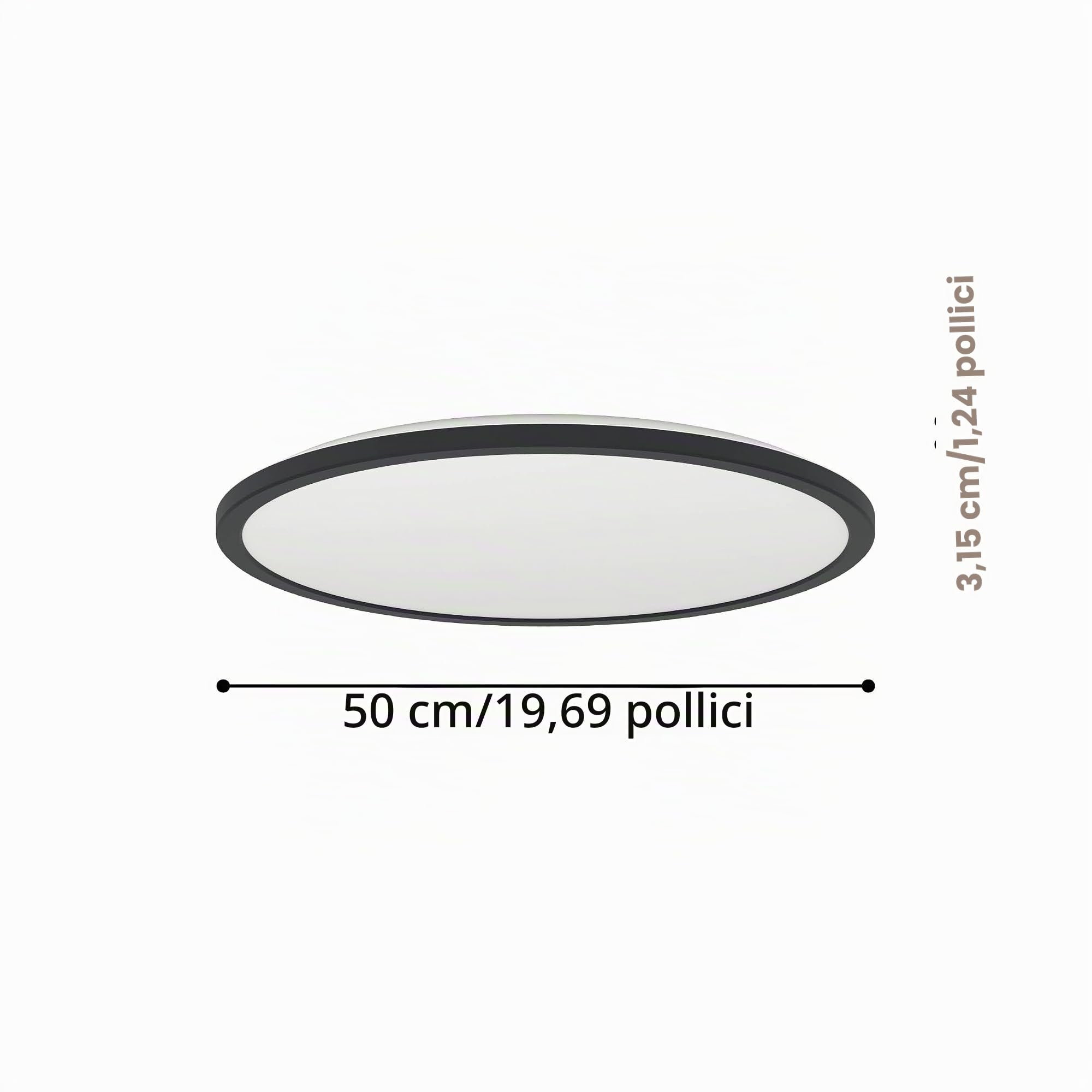Eglo Rovito Plafoniera a LED, rotonda, per bagno, lampada da soffitto in | plastica di colore nero e bianco, luce bianca calda e fredda, IP44, diametro 50 cm