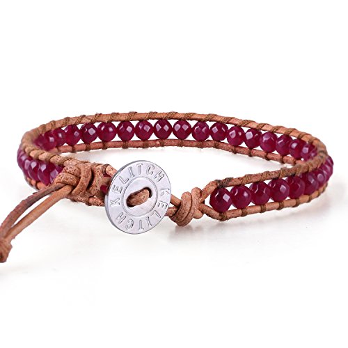 Image of KELITCH Turquoise Beaded Wrap Bracelets Bangle Handmade Charm Chain Strand Bracelet For Women