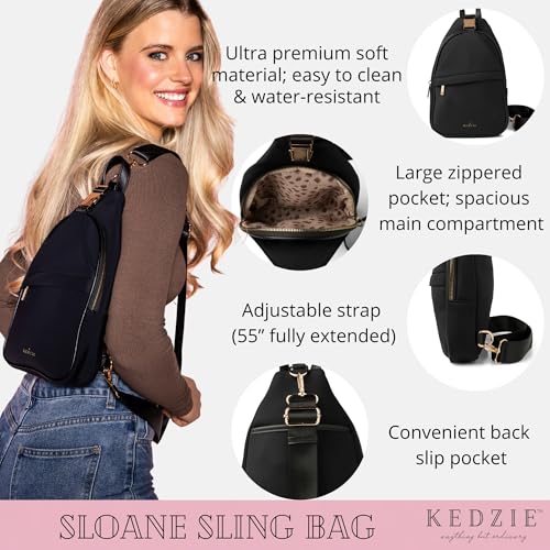 KEDZIE Sloane Sling Crossbody Bag Soft Water Resistant Purse for Women - Navy2