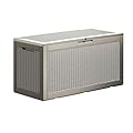 TARKARI 100 Gallon Lockable Resin Deck Box, Waterproof & UV-Resistant Outdoor Storage Box for Outdoor Cushion Storage, Garden Tools & Pool Accessories Storage, Gray