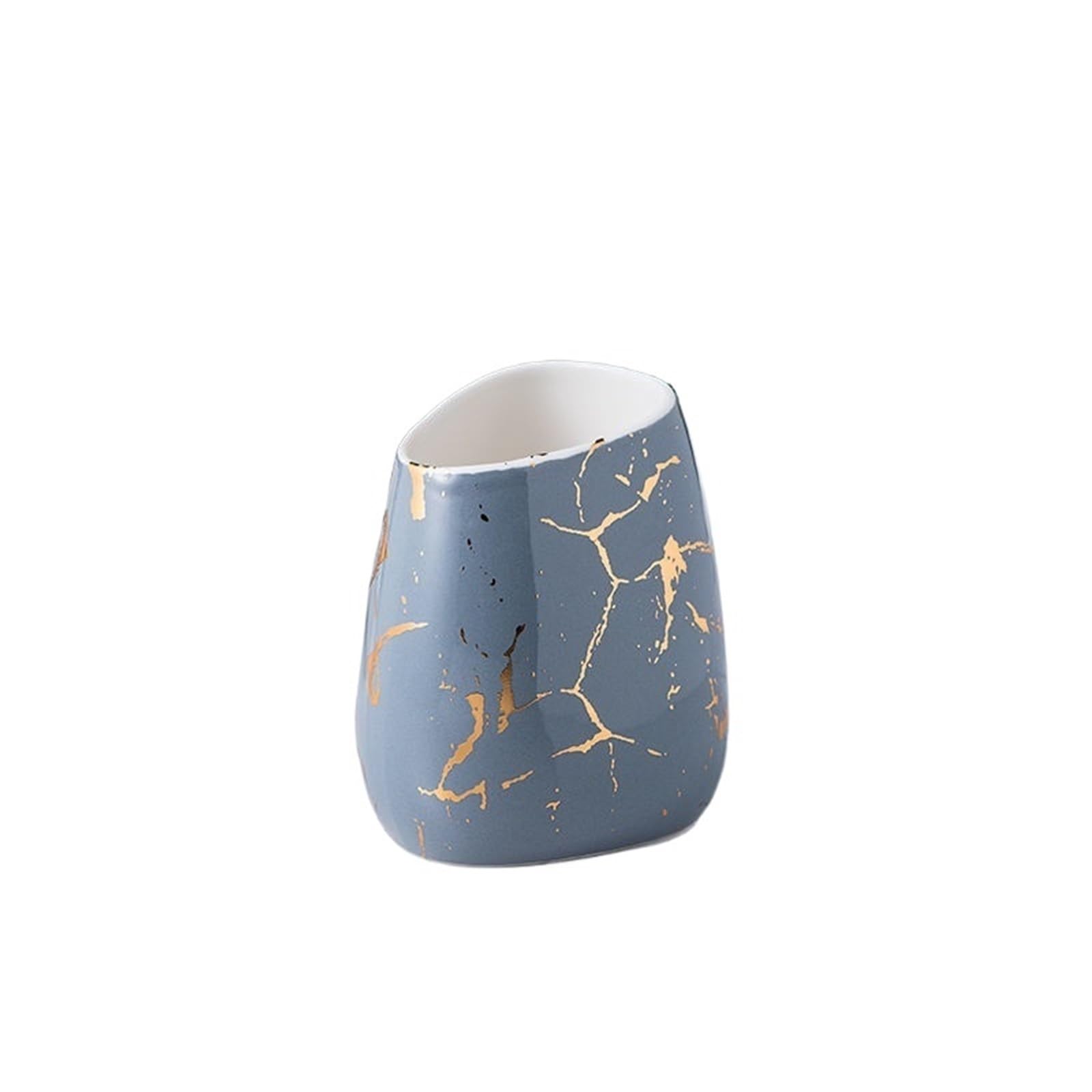 Soap Dish Set Gold Plated Marbled Ceramic Lotion Bottle Bathroom Supplies Mouthwash Cup Toothbrush Soap Dish Set(Color8)