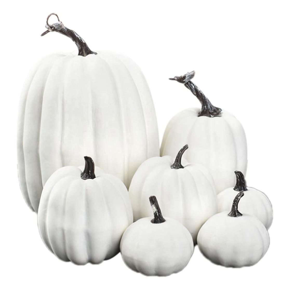 CNAFGBGG 7Pcs White Halloween Pumpkin Decorations.