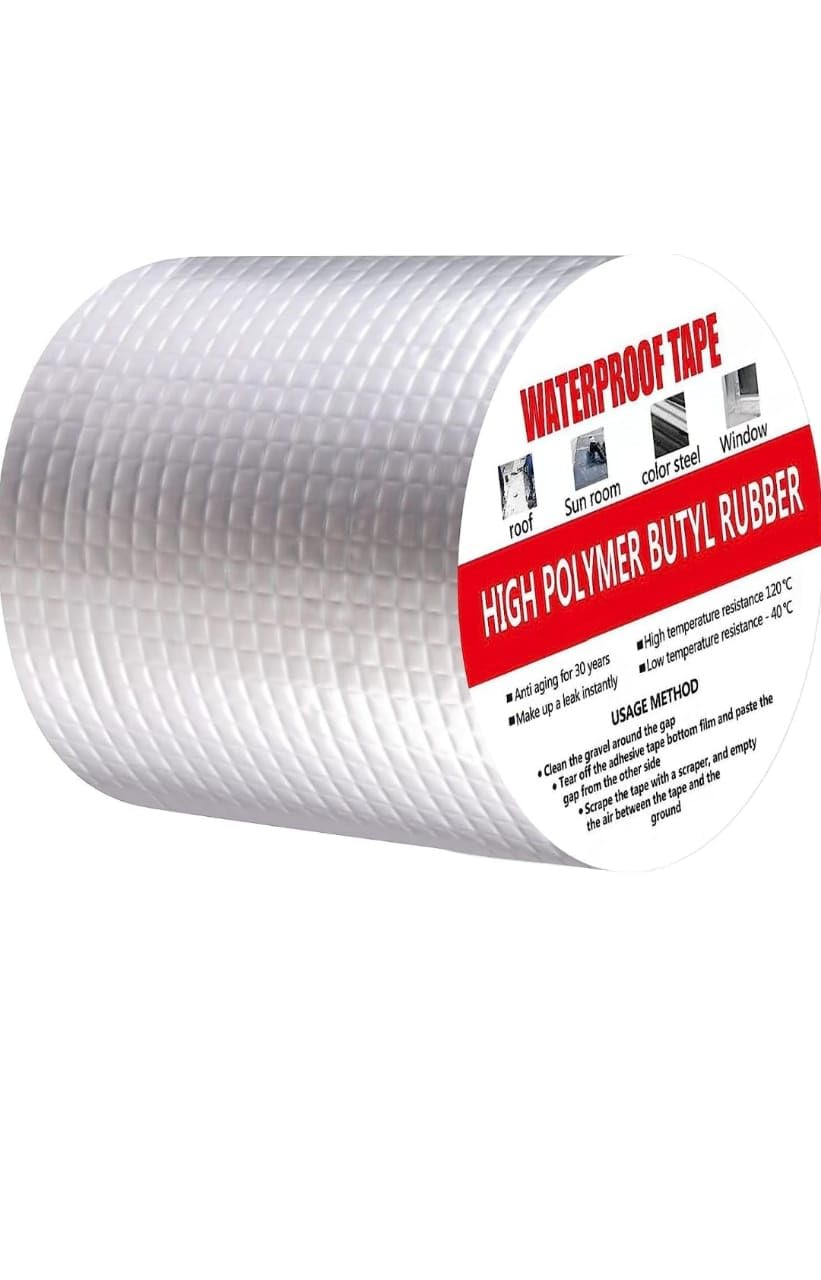 Leakage Repair Waterproof Tape for Pipe Leakage Roof Water Leakage Solution Aluminum Foil Tape Waterproof Adhesive Tape Sealing Butyl Rubber Tape for Leakage | Pack Of 1 (10 CM X 5 Meter) (B0CJXZ42VY) Amazon Price History, Amazon Price Tracker