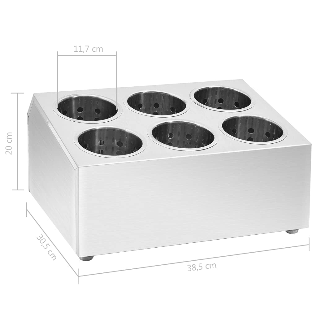 Besteckkasten Edelstahl 6 Fächer quadratisch mit herausnehmbaren Einsätzen rutschfest für Küche, Schublade, Camping und Wohnmobil platzsparendes Ordnungssystem
