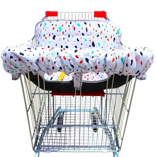 Gowraps 2-in-1 Shopping Cart and High Chair Cover-Grocery Cart Cover for Babies Toddlers Infants Resturant Highchair Cover-Padded Folds to Portable Pouch for Baby Boy Girl (Art)