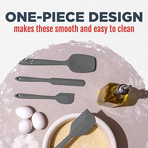 Culinary Couture Small Silicone Spatula Set, Silicone Heat Resistant Spatula For Cooking, Small Rubber Spatula Set For Nonstick Cookware, Cake Baking Spatula Set With Recipe E-Book, Set Of 4, Grey #TOP4